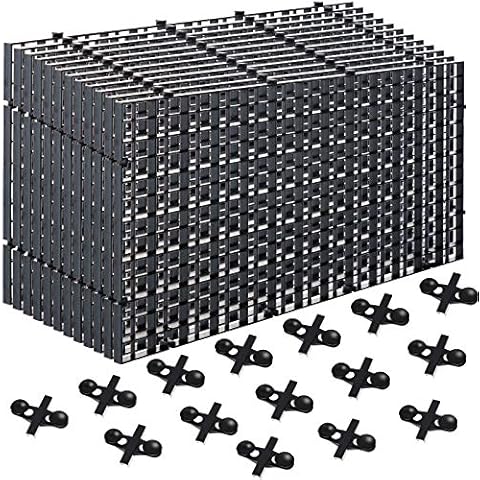 12Pcs Aquarium Fish Tank Divider Plastic Egg Crate Aquarium Filter Bottom Tray Grid Isolation Board Partition Net Pane Separator for Mixed Breeding Light Diffuser,15Pcs Sucker Clips Suction Cups,Black Cover