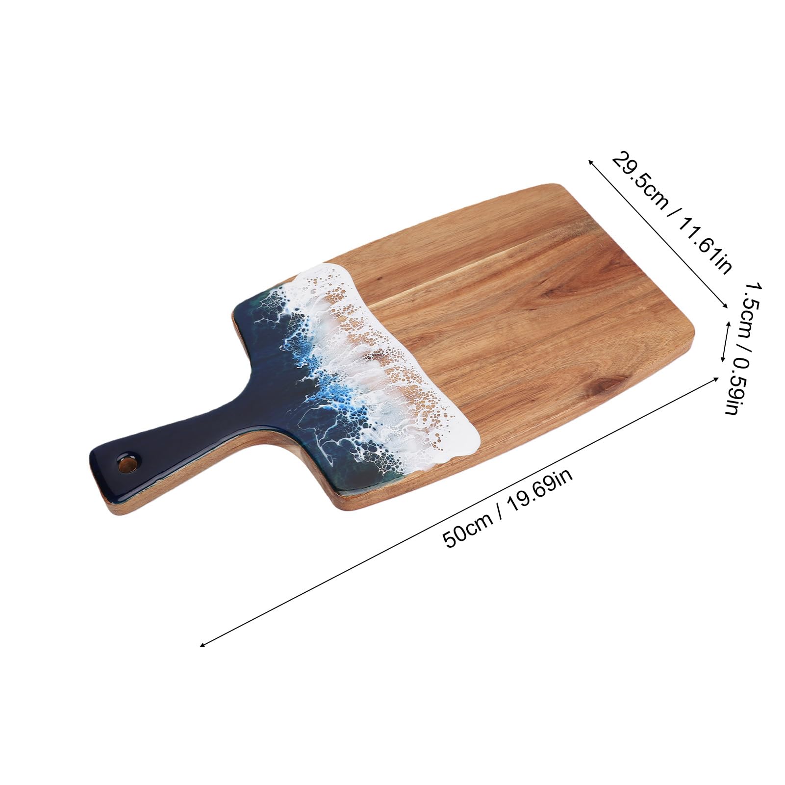 Tagliere in Legno con Manico, Grande 50x29,5 Cm per