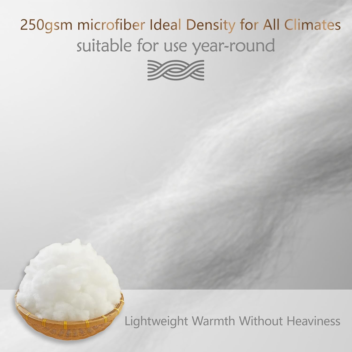 ACCURATEX Couette légère 250 g/m², enveloppe 100% Coton, 200×200 cm | douce & respirante, garnissage effet duvet en microfibre, légère et confortable, 8 attaches d'angle, lavable en machine