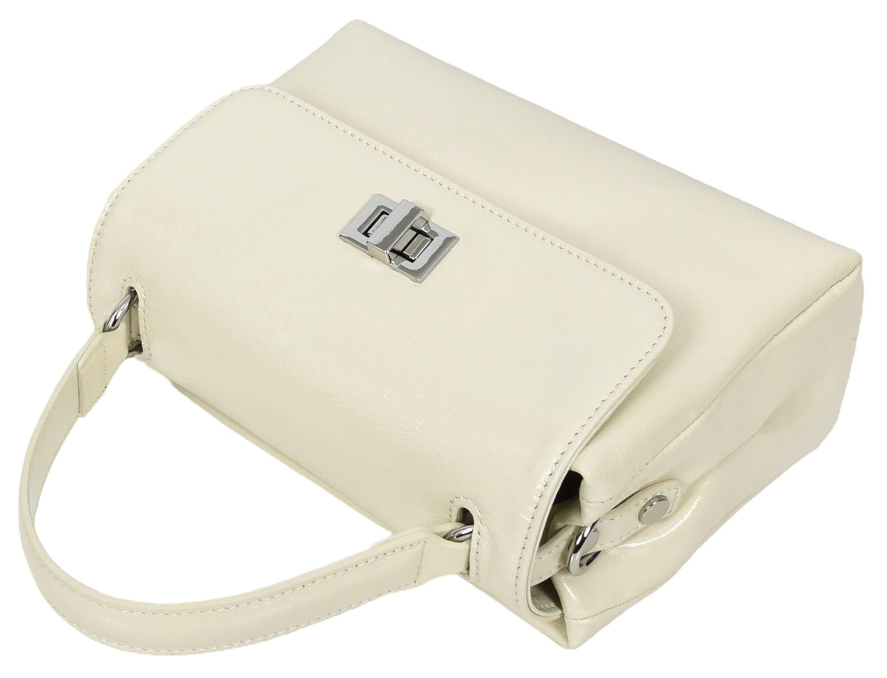 A1 FASHION GOODS Damska mała torebka z prawdziwej skóry, błyszcząca, casualowa torba crossbody z zamkiem obrotowym Oisin