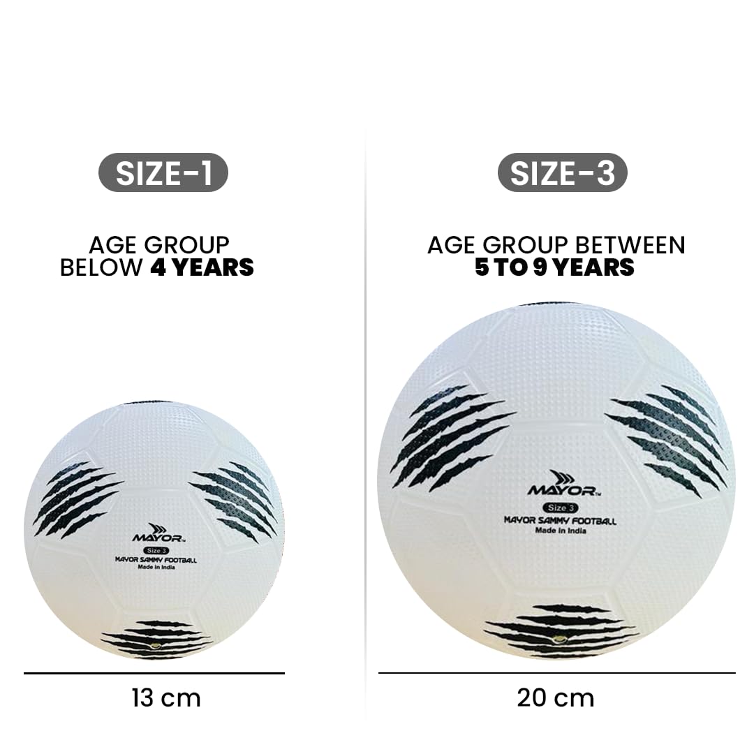 Mayor Sammy Indoor and Outdoor Rubber Football Kids Football for Age Group Below 9 Years - Size: 3 (Pack of 1, White) 1