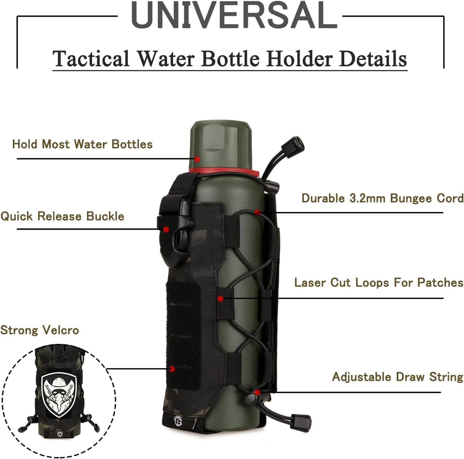 Borsa Tattica Portabottiglia Con Sistema Molle – Nylon, Regolabile, Per Escursioni E Outdoor - 3
