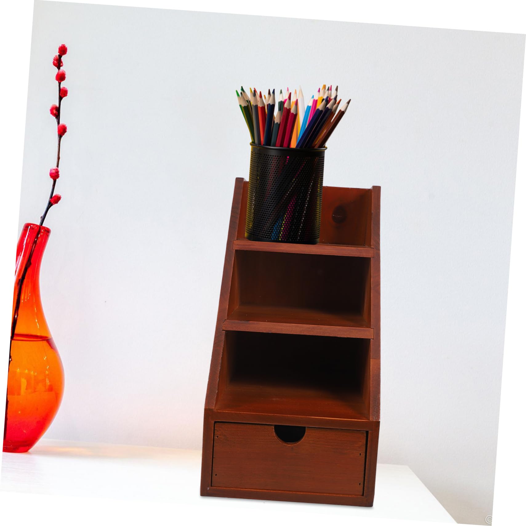 Organizador de Escritorio Multicapa de Madera Color Café 1 Pieza