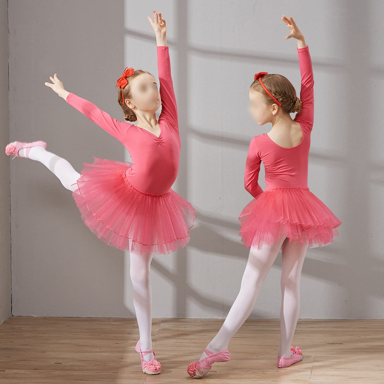 Costumi per spettacoli di Balletto per Bambini, gonne Tutu a Maniche Lunghe/Corte Primaverili e Autunnali per Ragazze, Body per la Pratica della Danza Classica Comodo