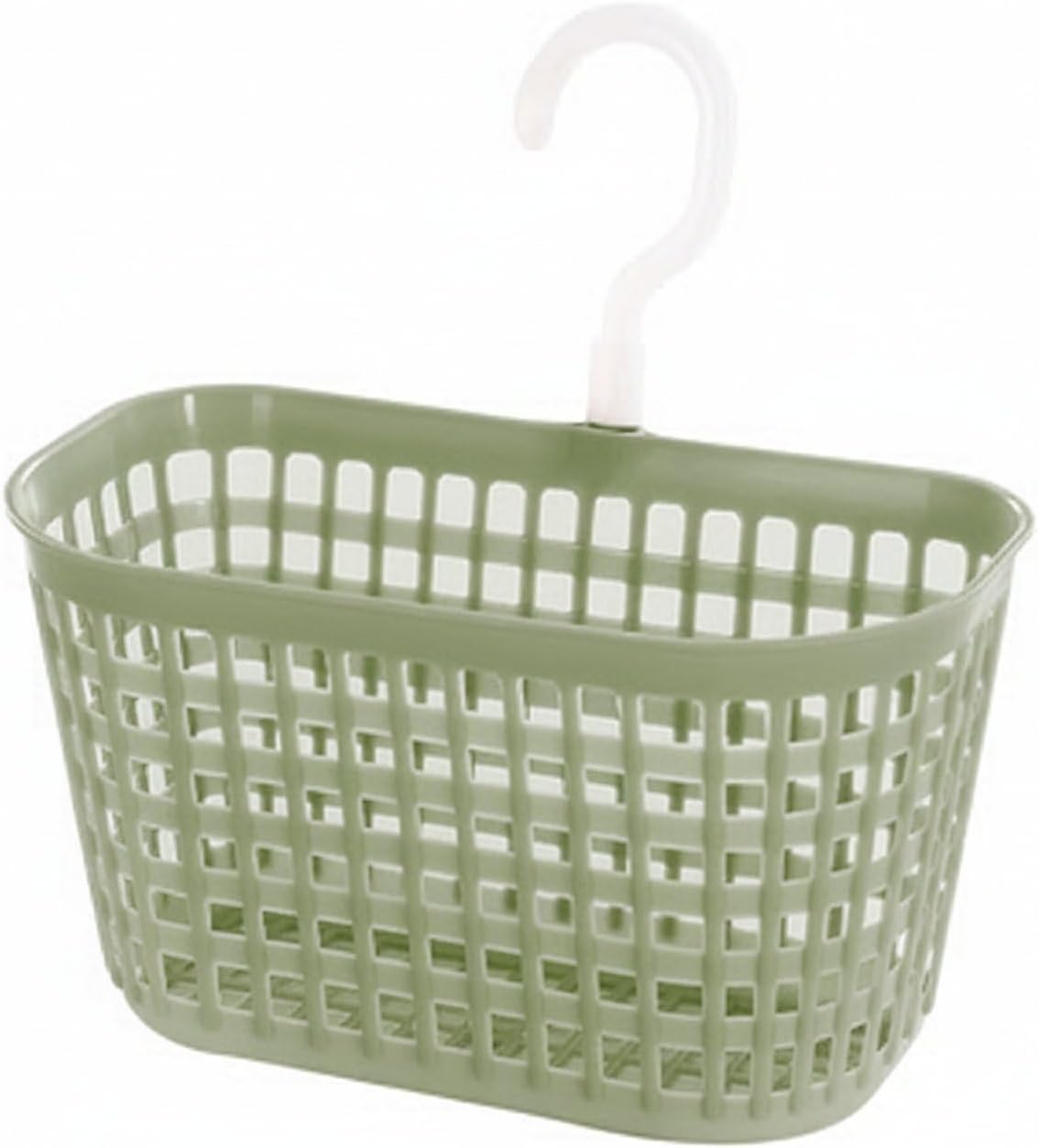 Wall Mounted Storage Basket for Bathroom and Kitchen Organization Lightweight PP Hanging Caddy with Rotating Hook and Ventilated Grid Design for Household Tools (Green)