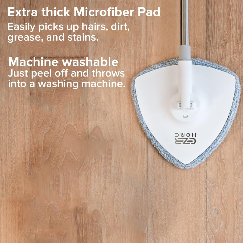 Mop and Bucket with Wringer Set - Triangle Mop Set in Gray-White for Hardwood Laminate Tile with Separate Dirty Water Filtration System - Hand-Free Cordless Mop