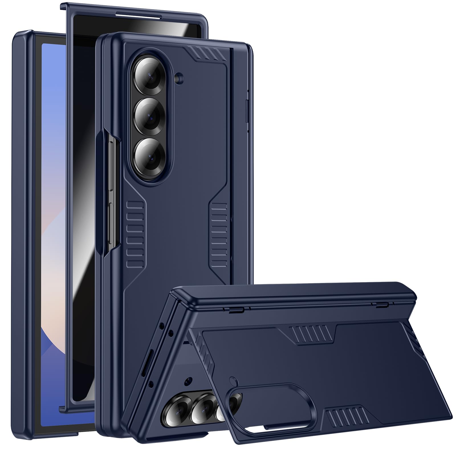 for Samsung Galaxy Z-Fold-6 Slim Case: with Hidden Kickstand & Privacy Screen Protector, [Wireless Charging] [Hinge Protection], Lightweight Phone