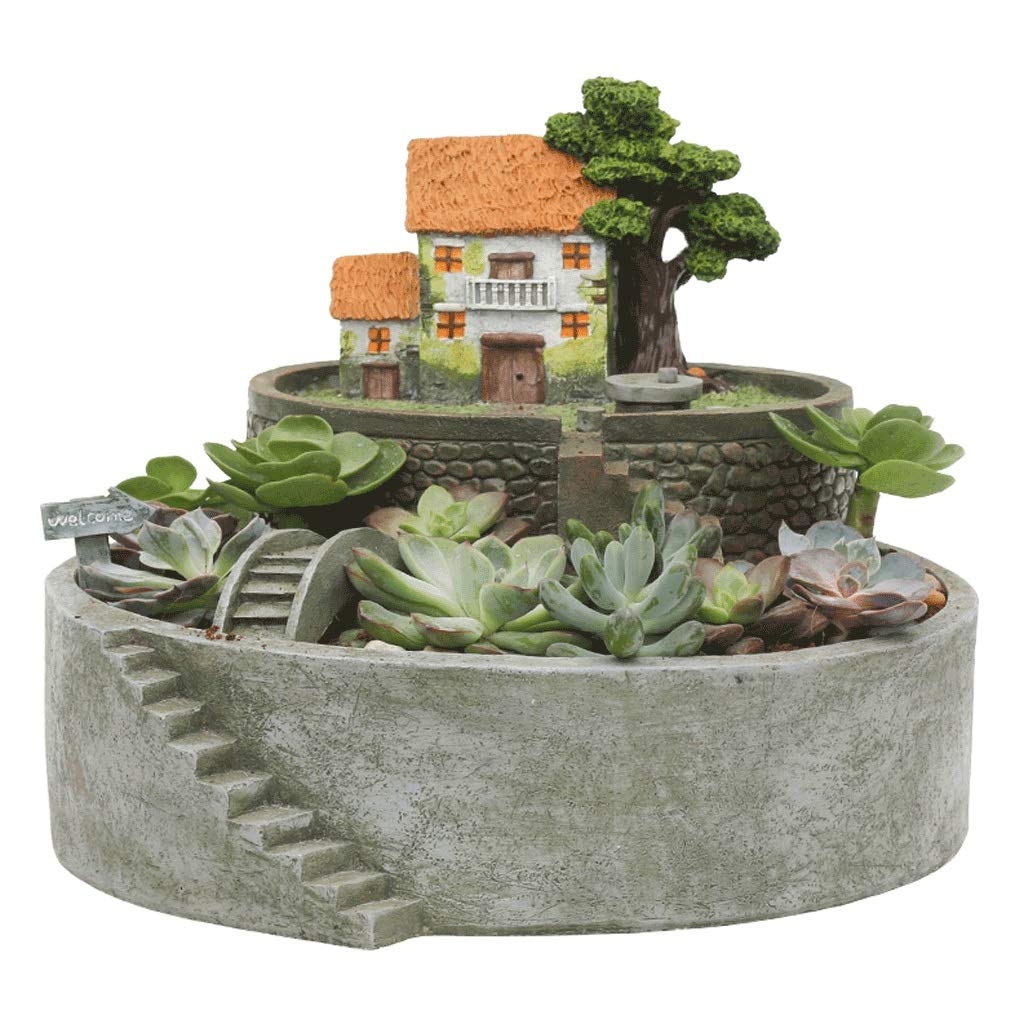 Amazon.com: Plant container 2-layer Micro Landscape Flower Pot Hanging  Garden Floral Design, Resin Home Decoration, Handmade DIY Succulent Dish  Plant dish : Home & Kitchen