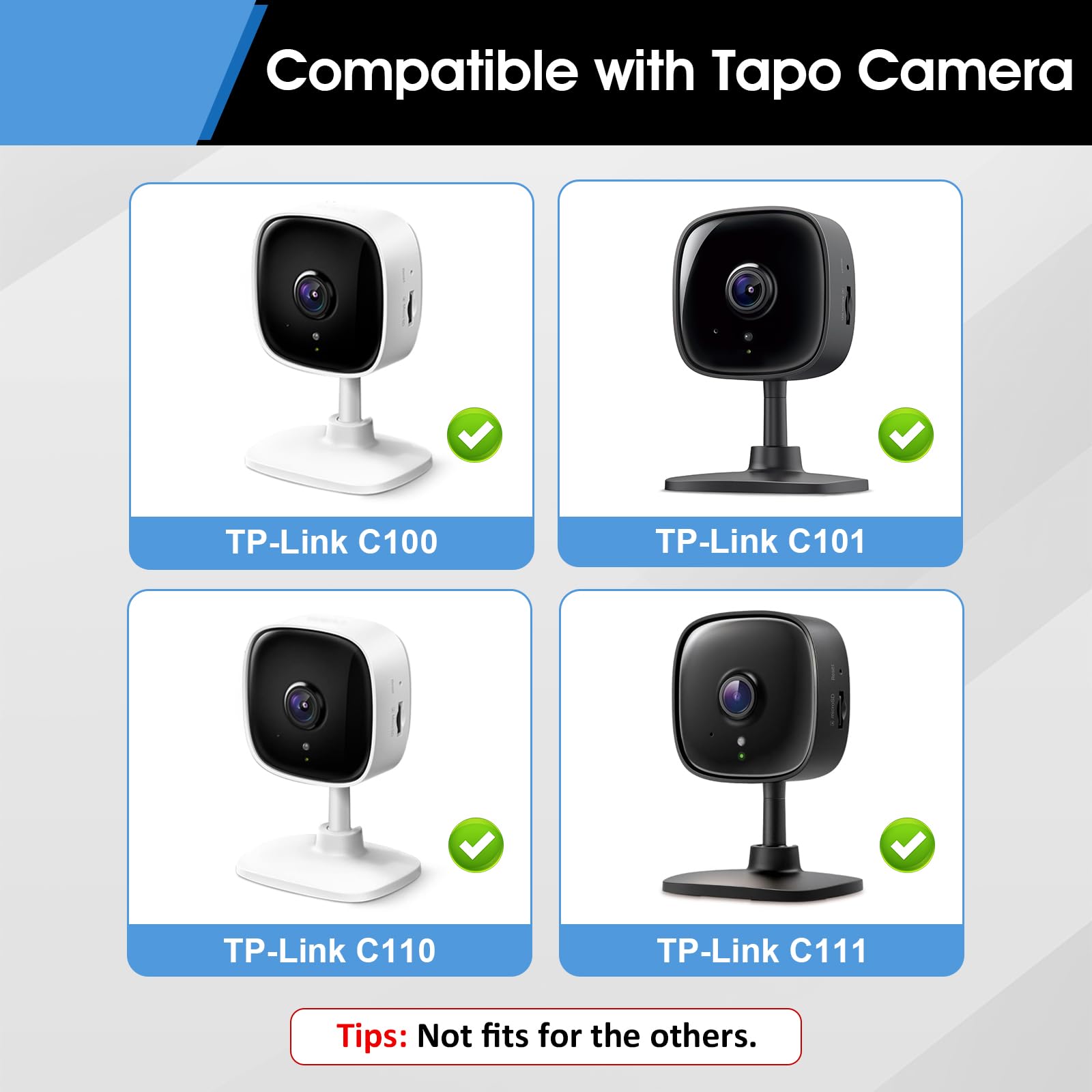 Pack de 2 Soportes de Pared Adhesivos para Cámara de Seguridad Interior Tapo C100, C110 – Instalación Fácil Sin Taladros, Montaje en Ventana para TP-Link