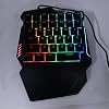One Handed Gaming Keyboard Mouse Combo, 35 Keys Wired RGB Backlit Keyboard, 6 Keys Gaming Mouse, Dual USB Keyboard Mouse Set with Converter and Bracket