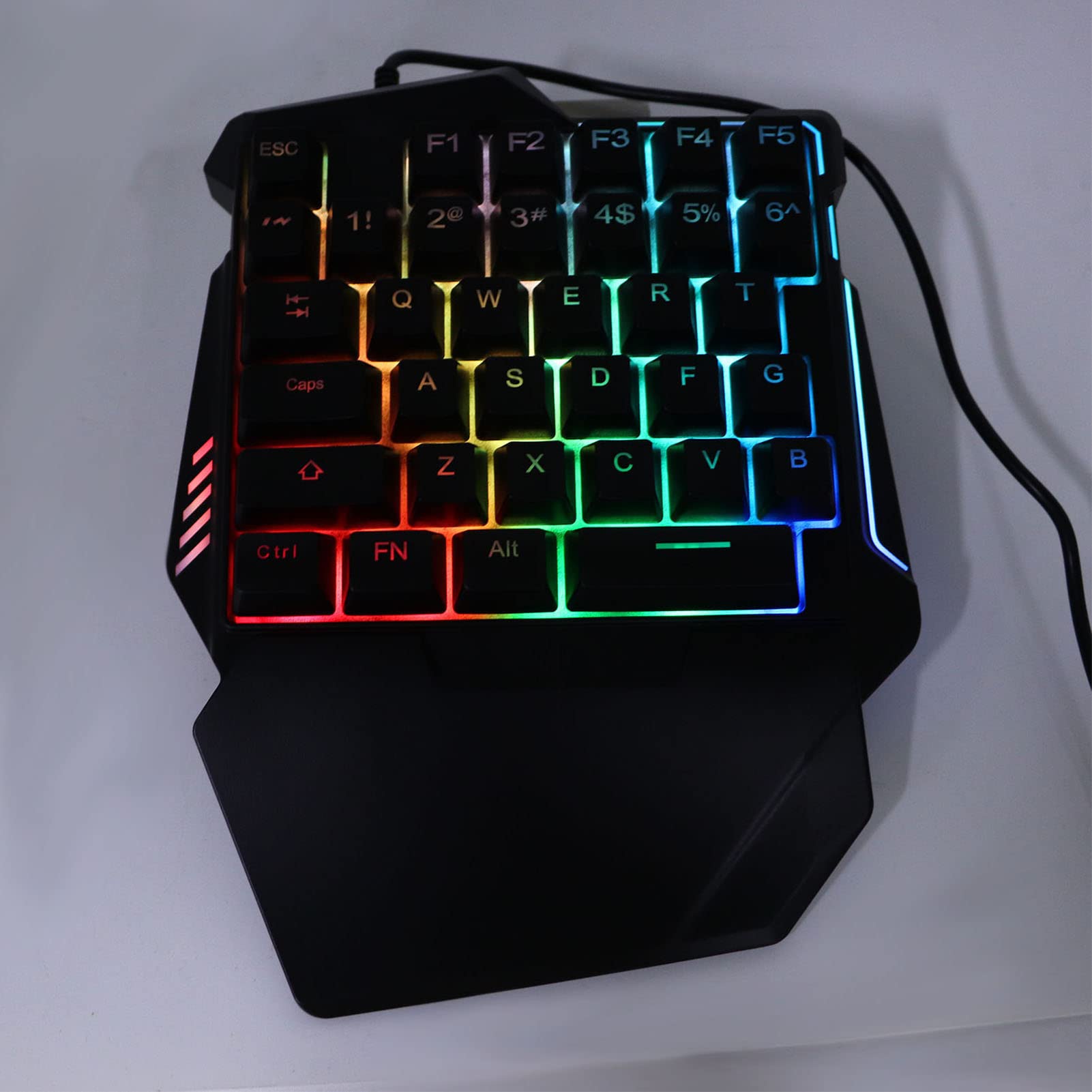 Conversor de ratón para juegos con una sola mano, con cable, 35 teclas, teclado retroiluminado, 6 teclas, juego de convertidor de ratón para juegos con soporte, profesional