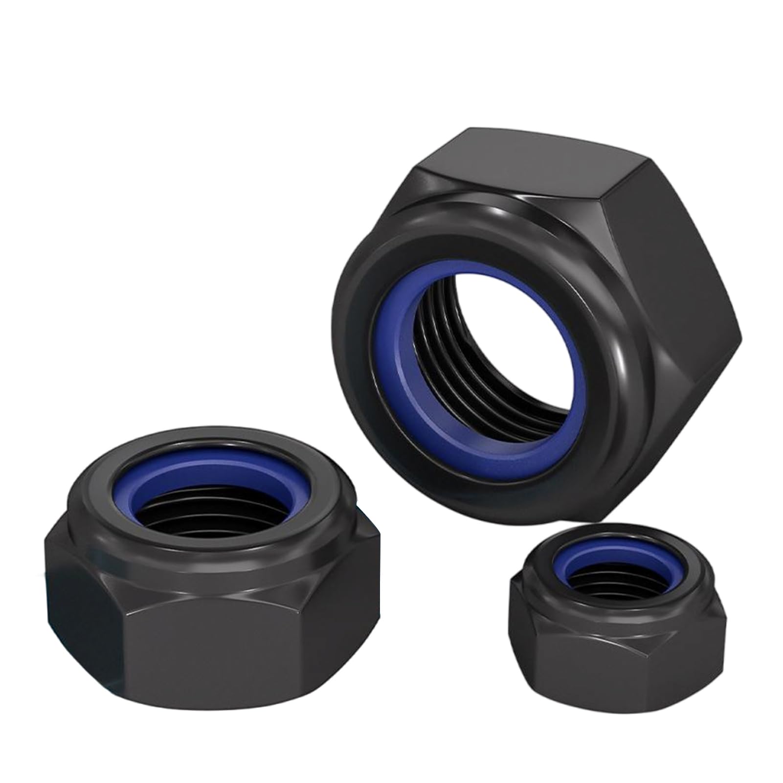 10 Piezas Dadi Esagonali M12 in Acciaio Inox A2 V2A,Autobloccanti DIN985 con Inserto in Nylon,Nero Dadi di Sicurezza per Viti,Bulloni e Barre Filettate