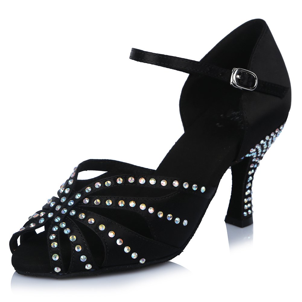 HROYL Scarpe da Ballo Latino Donna con Strass Scarpe da Ballo da Sala Salsa Bachata,Modello IT-4350