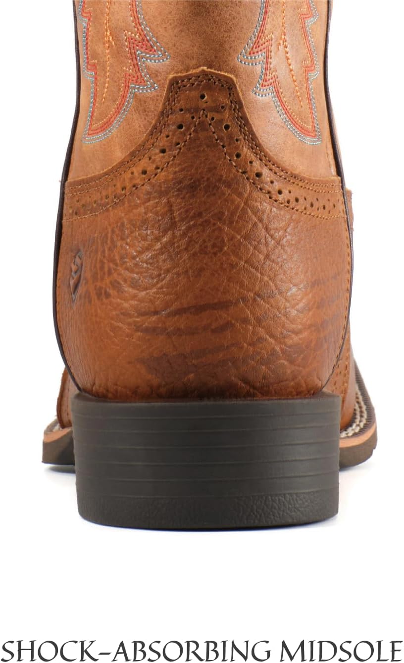 SUREWAY Western Boots For Men - Mens Square Toe Cowboy Boot,Oil/Slip Resistant,Durable Fashionable Classic Pull on 10 Inch Wellington Boots - Soft Toe Work Boots - Image 7