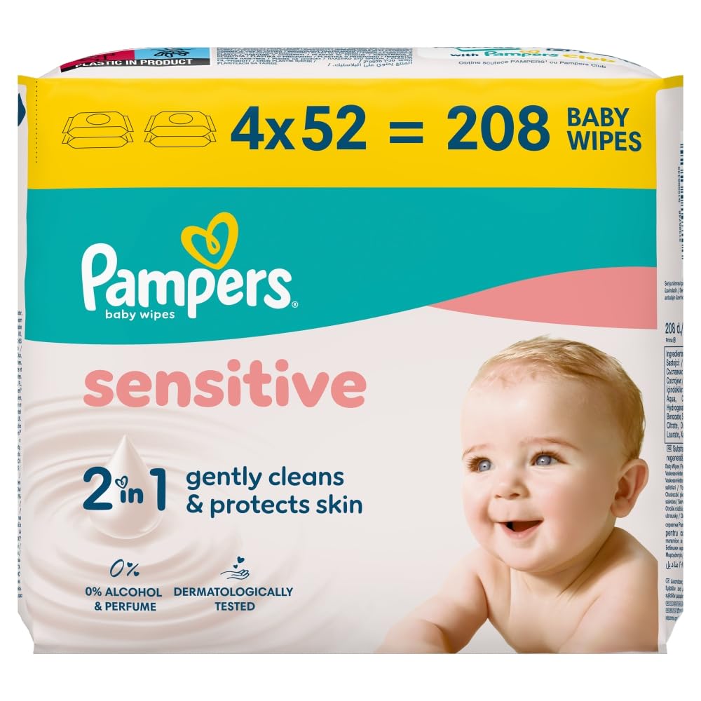 Pampers Sensitive Fragrance-Free Baby Wipes, 4 x 52each