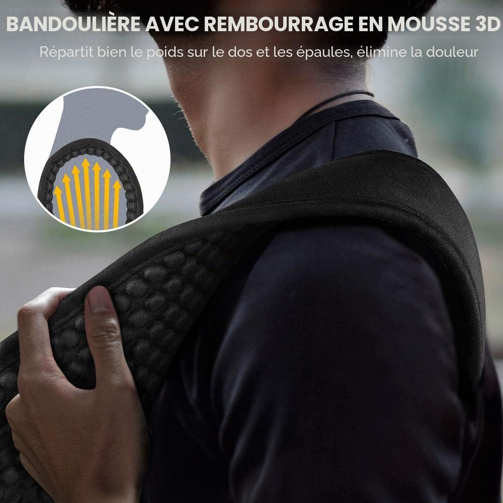 LEKATO Sangle de guitare rembourrée en mousse néoprène confortable avec extrémités en cuir véritable pour basse guitare électrique et acoustique