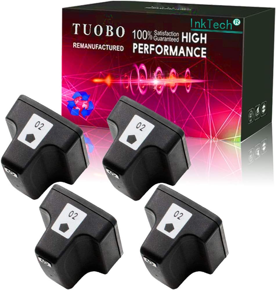 Uр Tо 40% оƒƒ Tuobo Remanufactured Ink Cartridge Replacement for 02 02XL Ink for photosmart C5180 C6180 C6280 C7180 C7280 C7200 （4 BK）