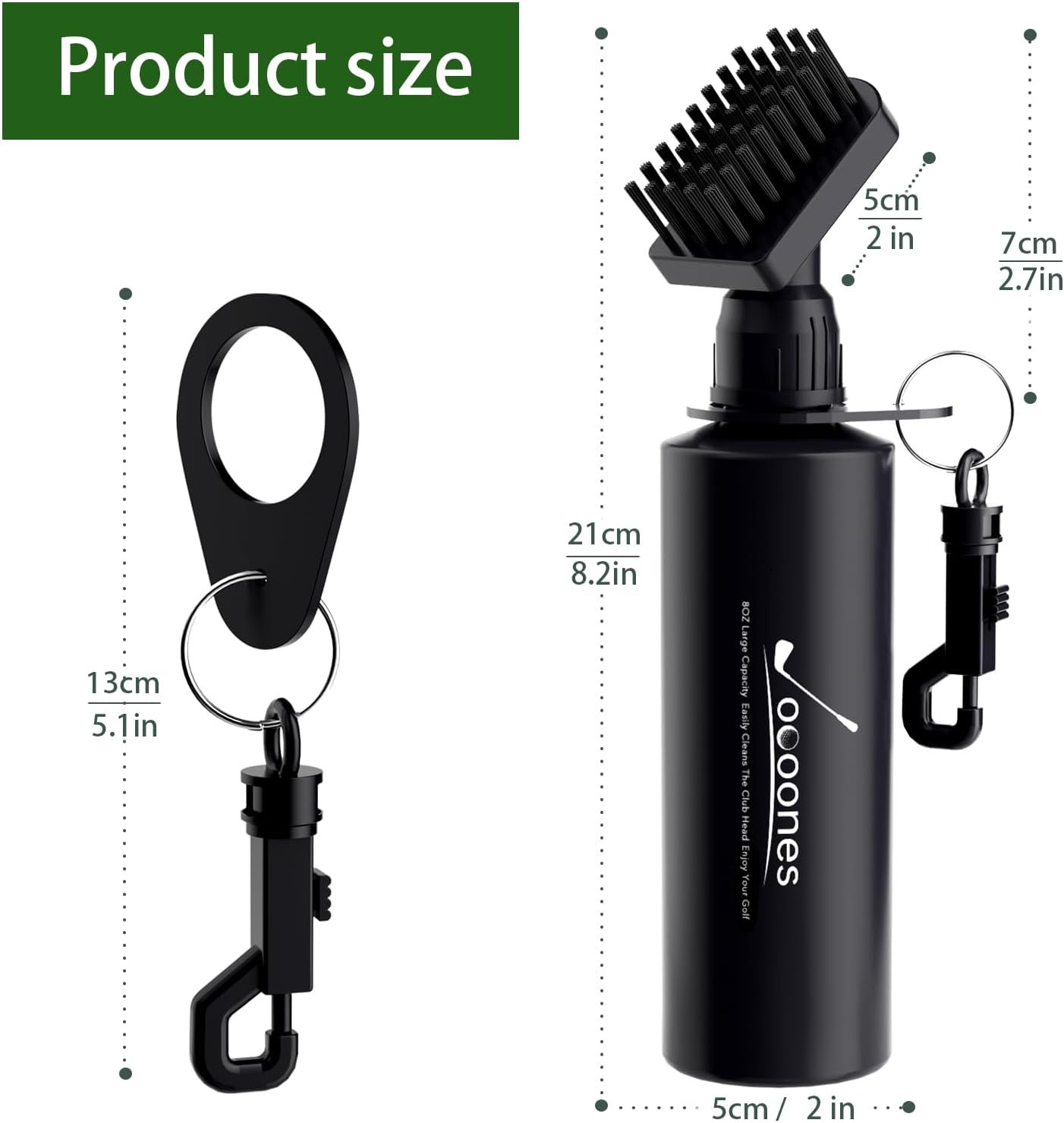 Golf Brush with Water Squeeze Bottle Hard to Crack Handle Large Capacity Softer Nylon Bristles Solid Clip Easy to Use (8oz Capacity) Golf Club Brush Golf Water Brush - Image 3