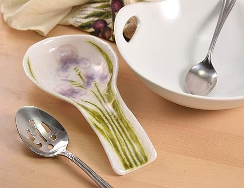 Miniatura 8 de Cuchara de cocina floral de vidrio fundido hecho en Estados Unidos (margarita azul)