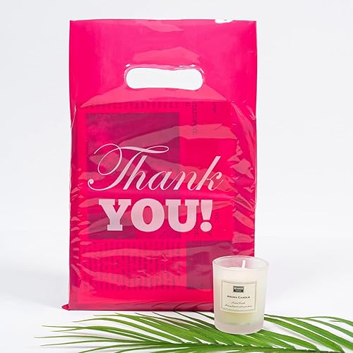 Miniatura 4 de Elephant-package 50 bolsas de plástico para compras de pequeñas empresas, bolsas troqueladas con asas, bolsas de mercancía de agradecimiento