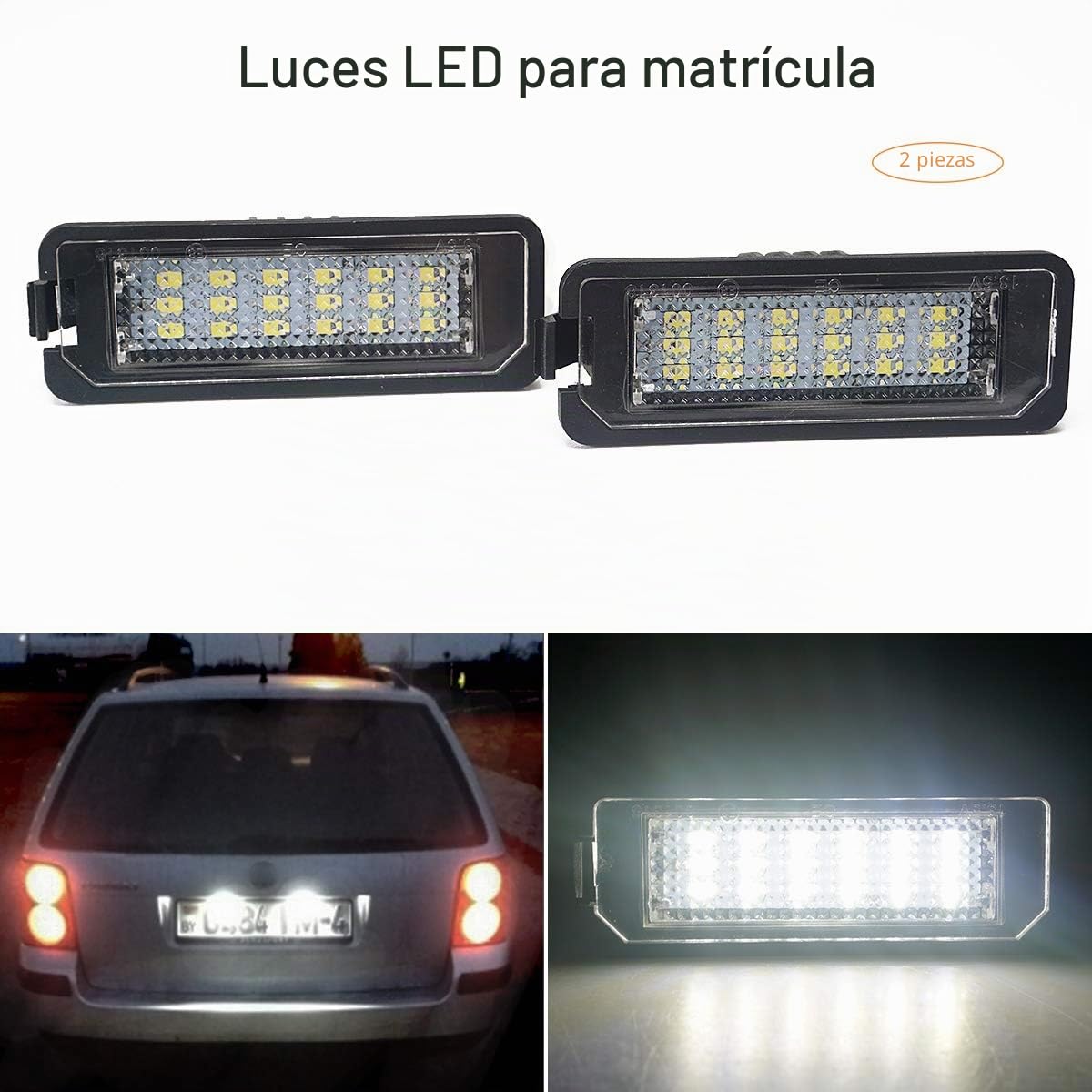 MARCHFA 18 Led Smd Canbus Error Free Matricula Luz Compatible con para Golf 4 5 6 7 Polo