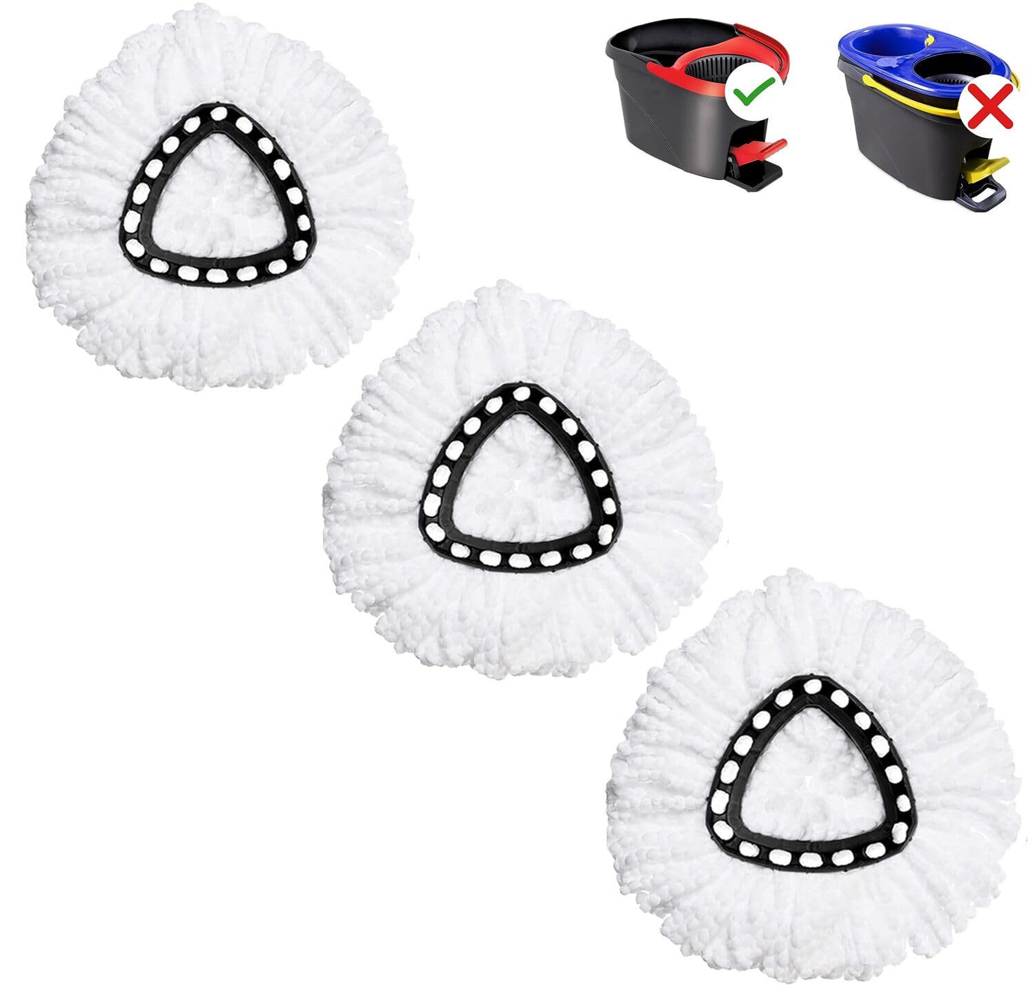 Mop Replace Head, Spin Mop Replacement Head Easywring 1-Tank System, Easy Cleaning, Microfiber, Machine Washable (3 Pack)