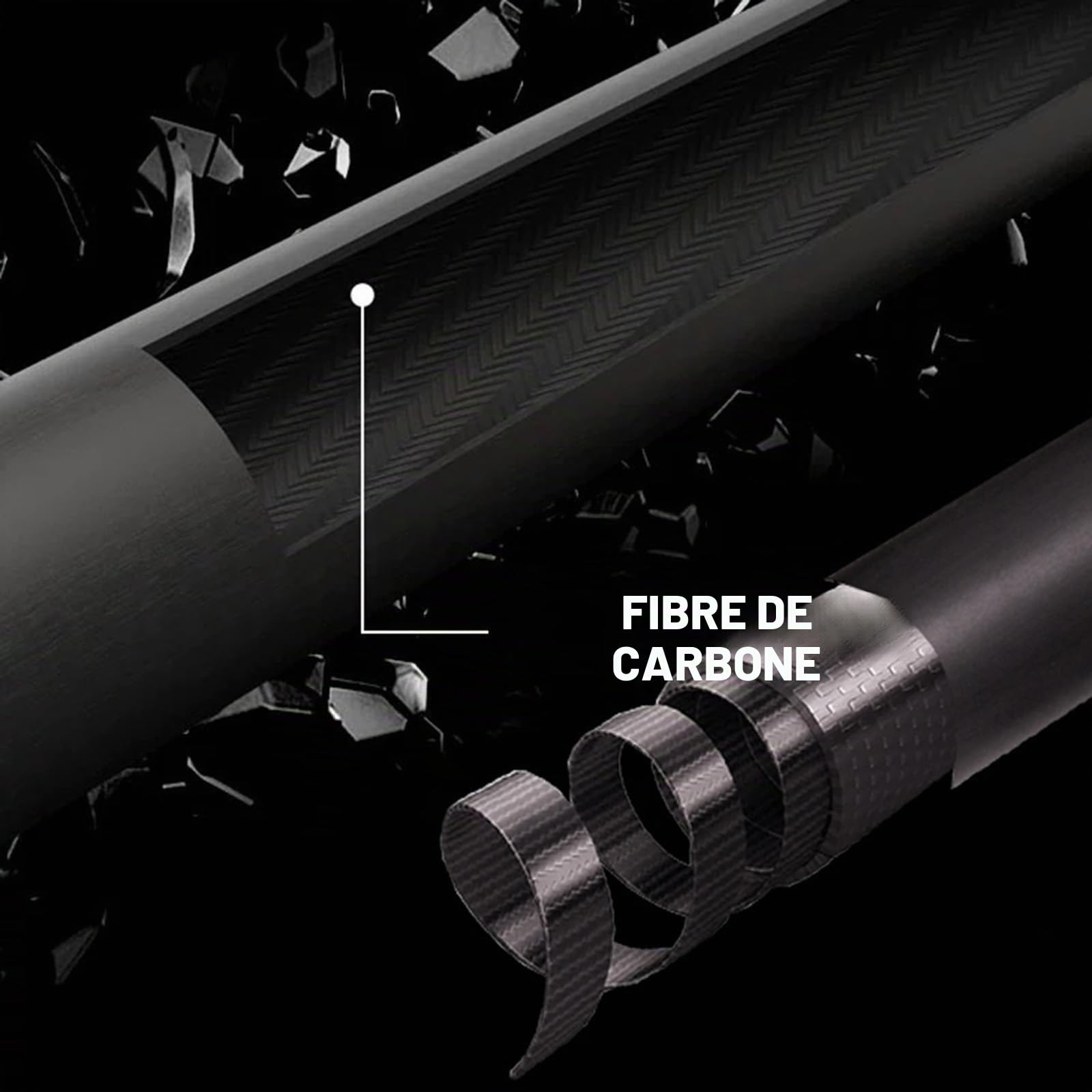 KHEALING Professional Carbon Fiber Pool Cue - 12.5 mm Tip - High Durability - 147 cm Pool Stick - Ideal for Pool Halls & Home Entertainment