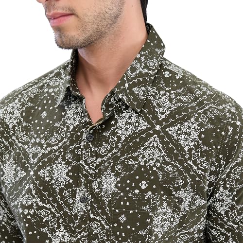 Image of Spykar Men's Slim Fit N /A Full Sleeve Printed Casual Shirts