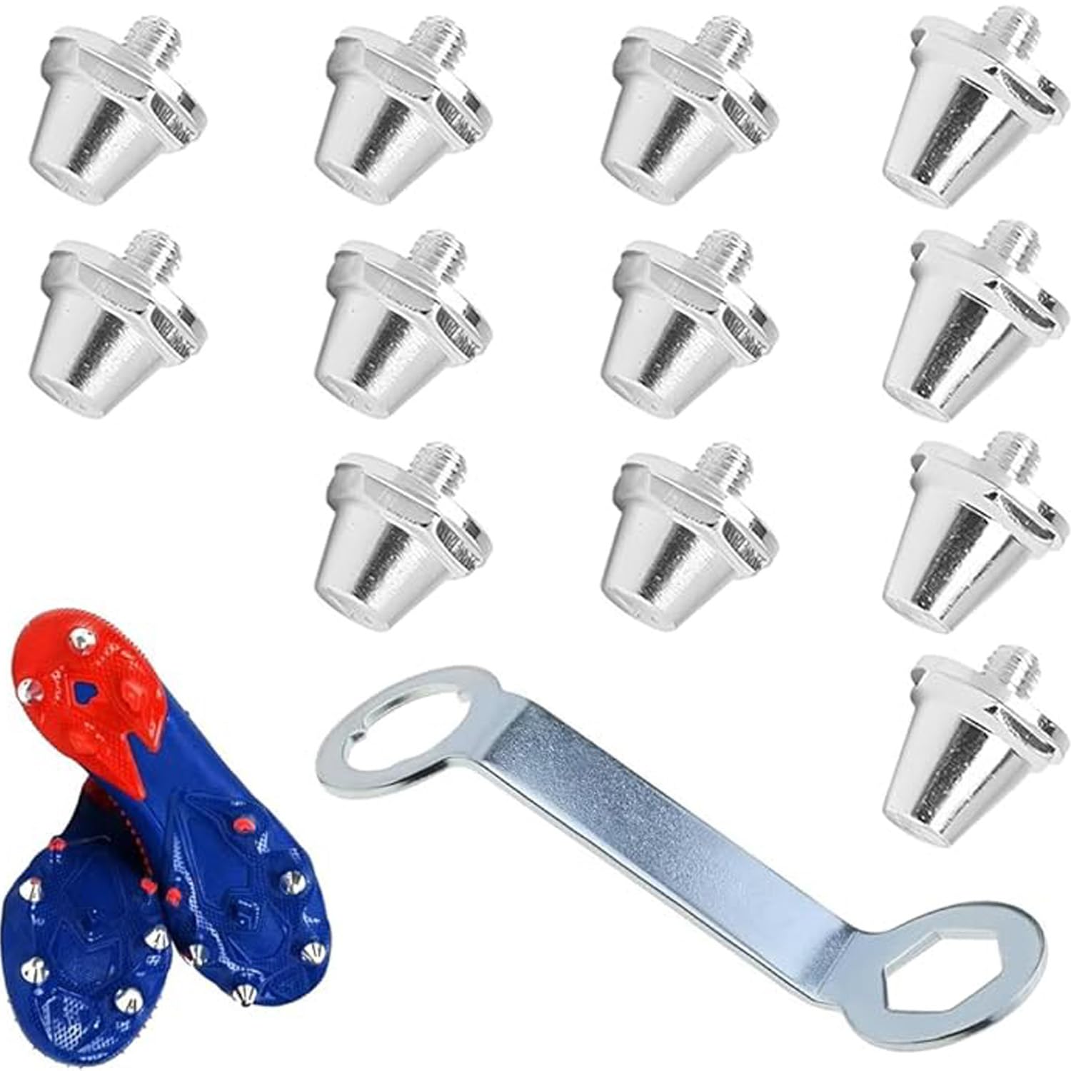 Tacchetti A Vite Per Scarpe In Alluminio, Ricambio Calcio, Argento, 8x11mm, 4x13mm, 1 Chiave