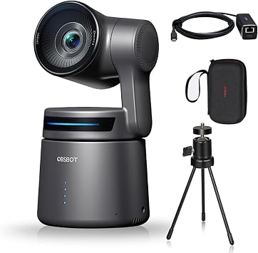 OBSBOT Tail Air NDI Streaming Camera Bundle USB-C to Ethernet Adapter, 4K AI Tracking PTZ Camera with Intelligent APP Gesture Control HDMI/USB-C/Wireless Connection Live Stream for YouTube