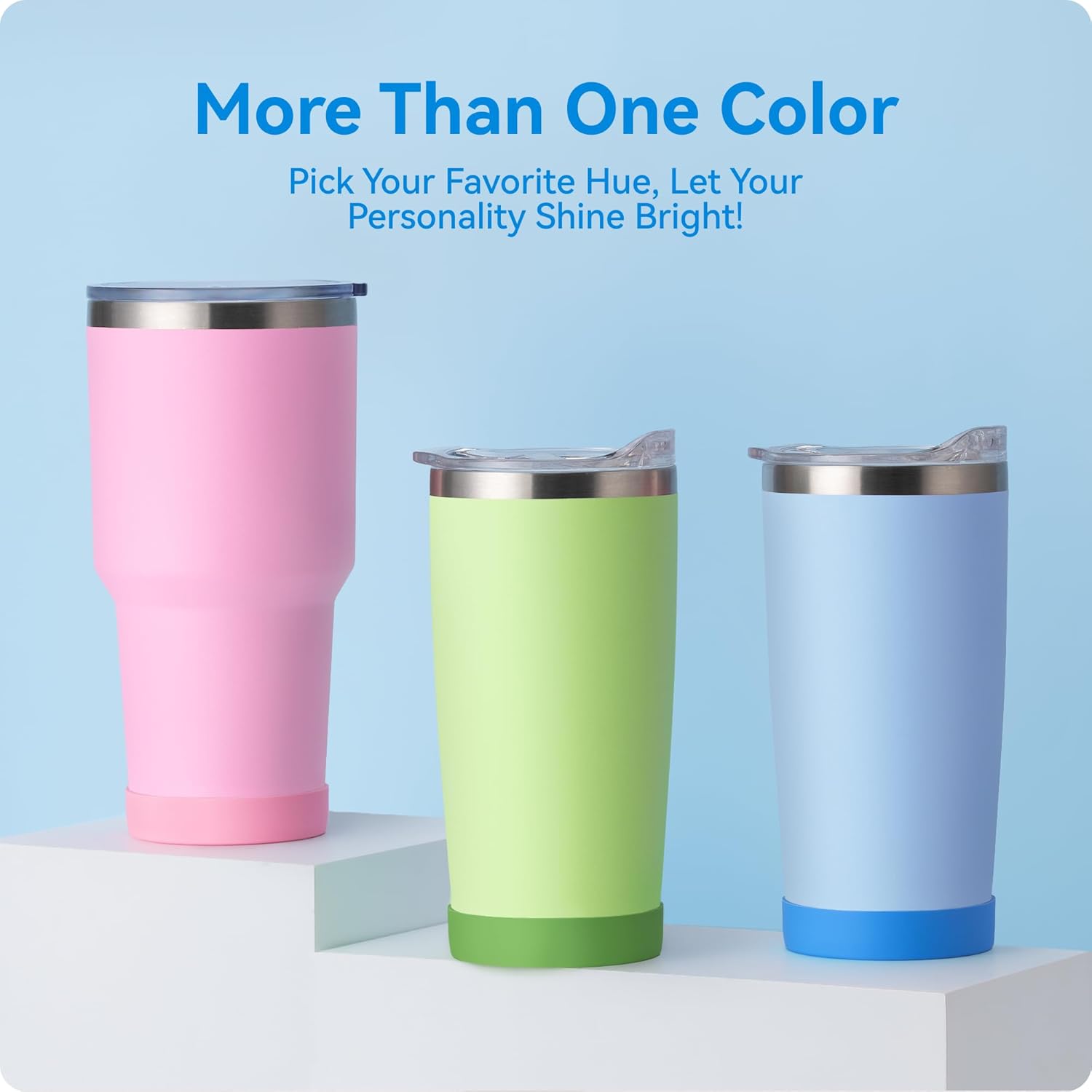 Silicone Boot for YETI Tumbler 20 oz 30 oz, Protective Silicone Boot Sleeve for 20oz 30 oz Tumbler with 2.75-2.95Inch Base Diameter(2Pcs Deep Blue)