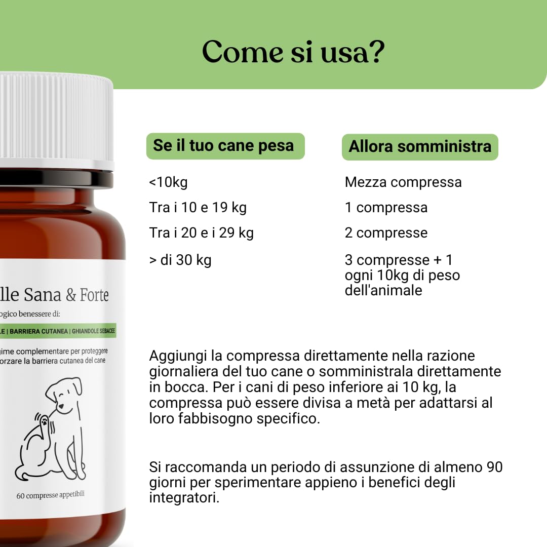 Bau Rimedio Dermatite Cane Anti-Prurito Allergie Stagionali, Alleviano il Prurito Cane, Ingredienti Naturali per la Salute della Pelle del Cane, Ideale per Cani con Pelle Arrossata -60cps