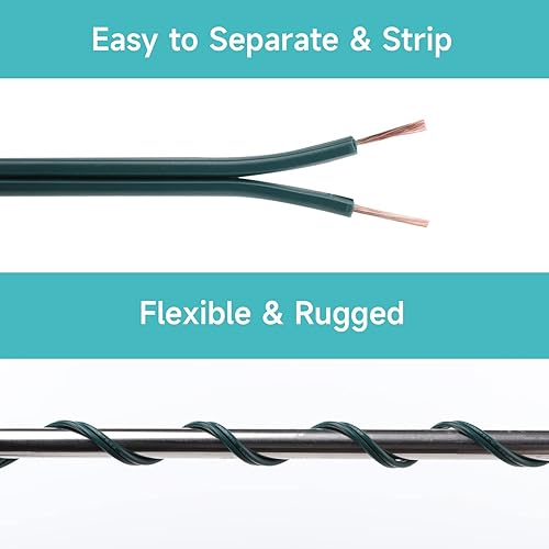 Miniatura 5 de Cable eléctrico SPT-1 de 50 pies, cable de extensión de conexión de cable de 2 conductores, cable de extensión de calibre 18 con 4 enchufes Gilbert