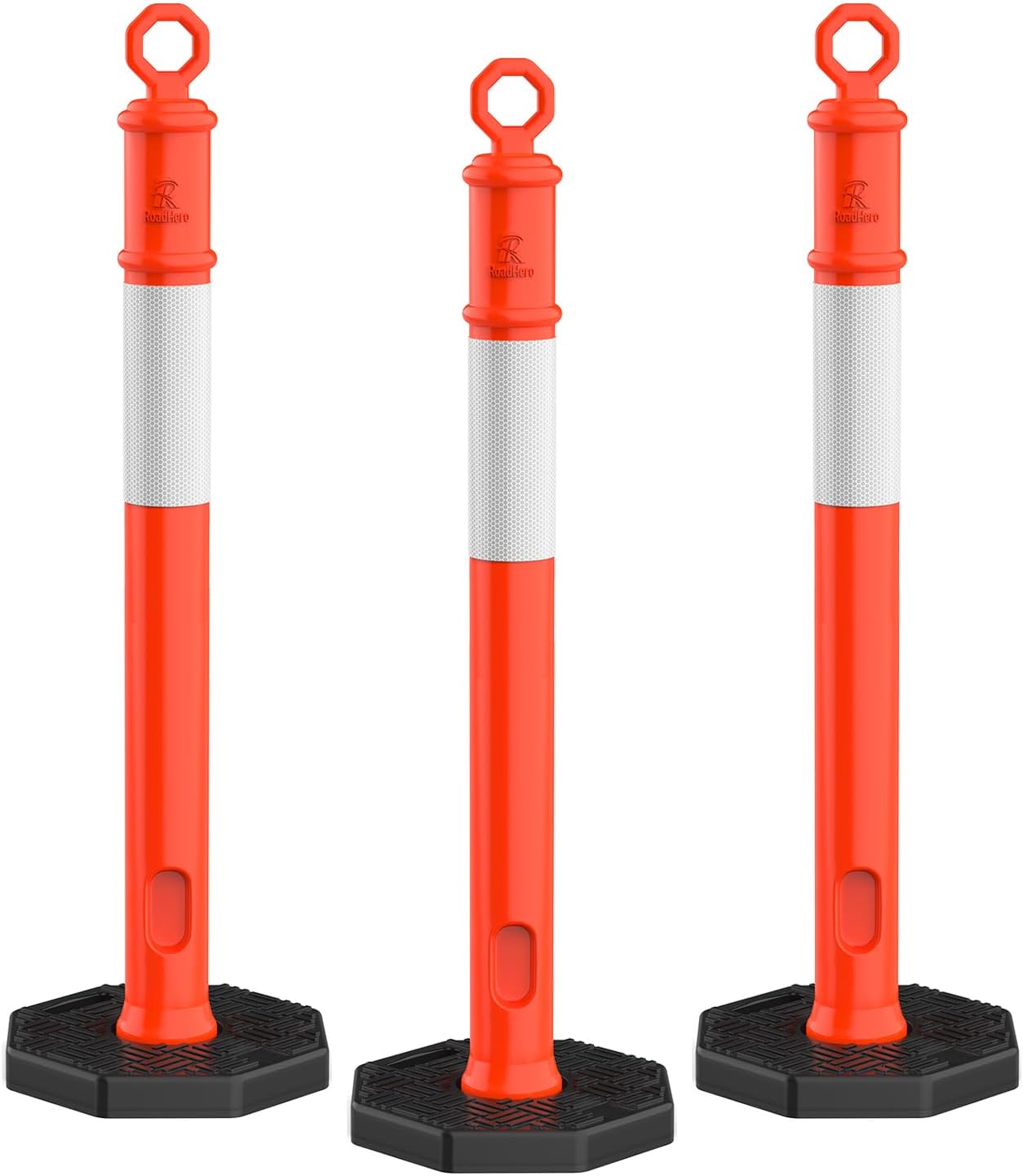RoadHero 45 Inch Orange Delineator Post with Base, 3 Pack