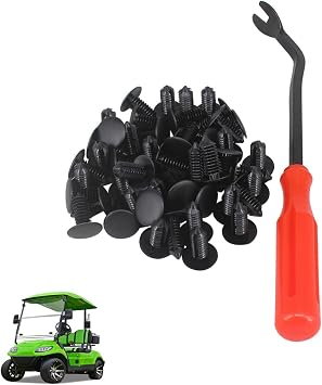 Universal Golf Cart G&E X-Mas Tree Rivets and One Plastic Fastener Remover Universal Fits EZGO Club Car Yamaha OEM#1010434 50 PCS, Black