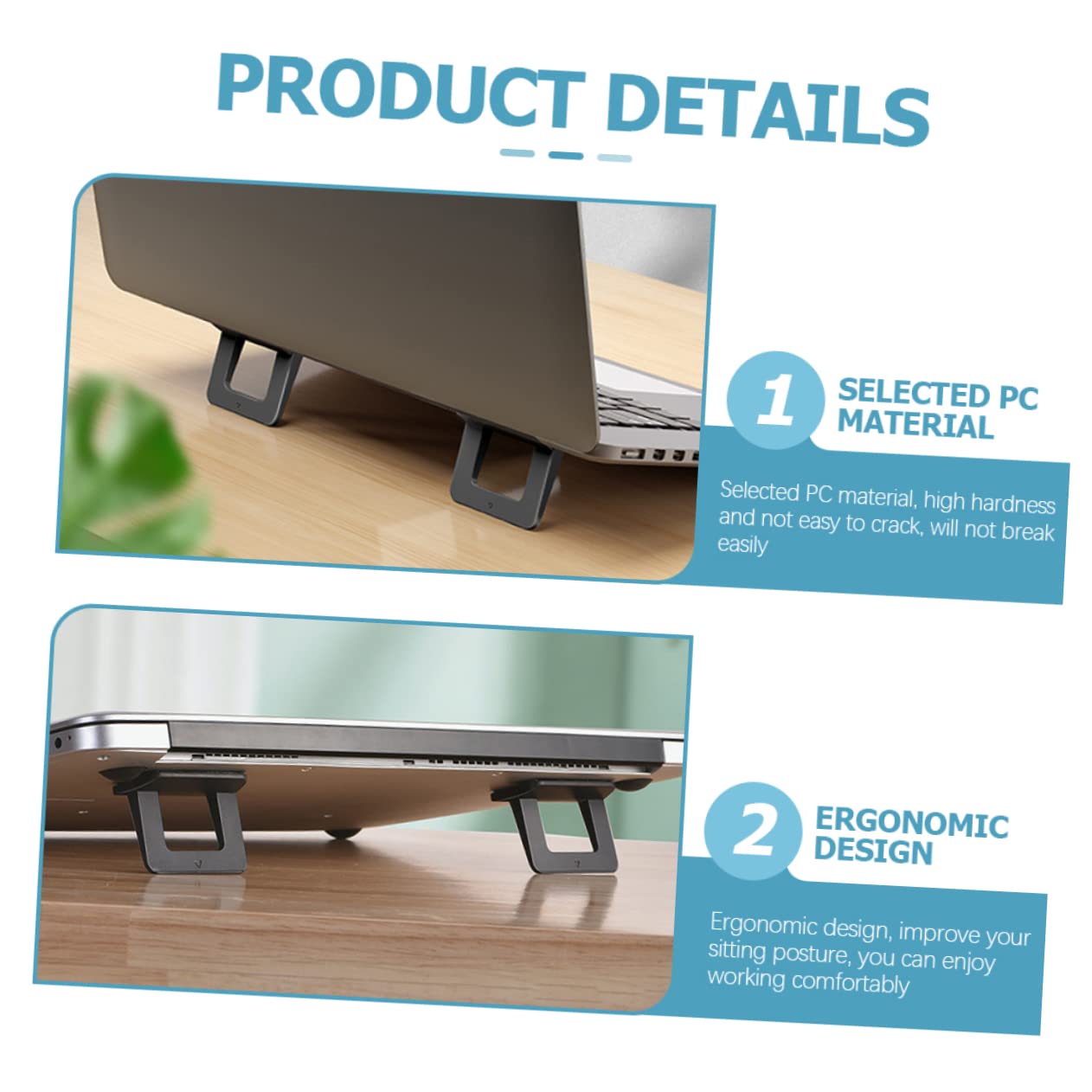 Operitacx 5 Pares Soporte Ergonómico Plegable para Laptop Elevador de Base Ventilada para Escritorio Compatible con Portátiles hasta Material Pc Duradero