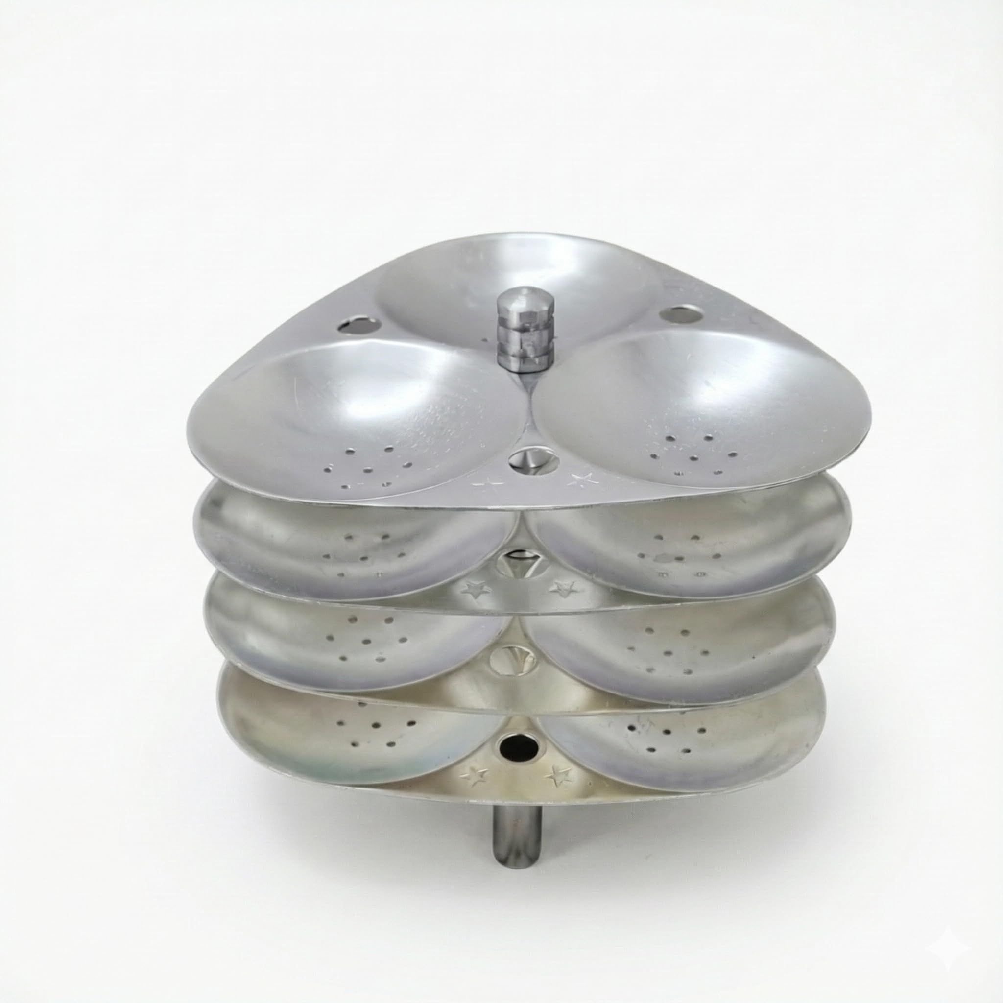 I'M Naturals Aluminium Idli Stand (4 Rack 12 Idlis) – Triangle Shaped Idli Maker for Pressure Cooker – High Grade Fast Steaming Idli Plates – Compact 6" Dia & Deep Cavity for Soft Fluffy Idli – Silver-image-24