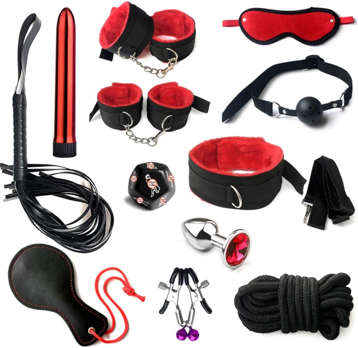A Set of Twelve Red Nylon Bedroom Exercise Accessories, Nylon Home Yoga Equipment, Ultra Luxury Yoga Exercise Set, Advanced Exercise Combination Set, and Matching Set