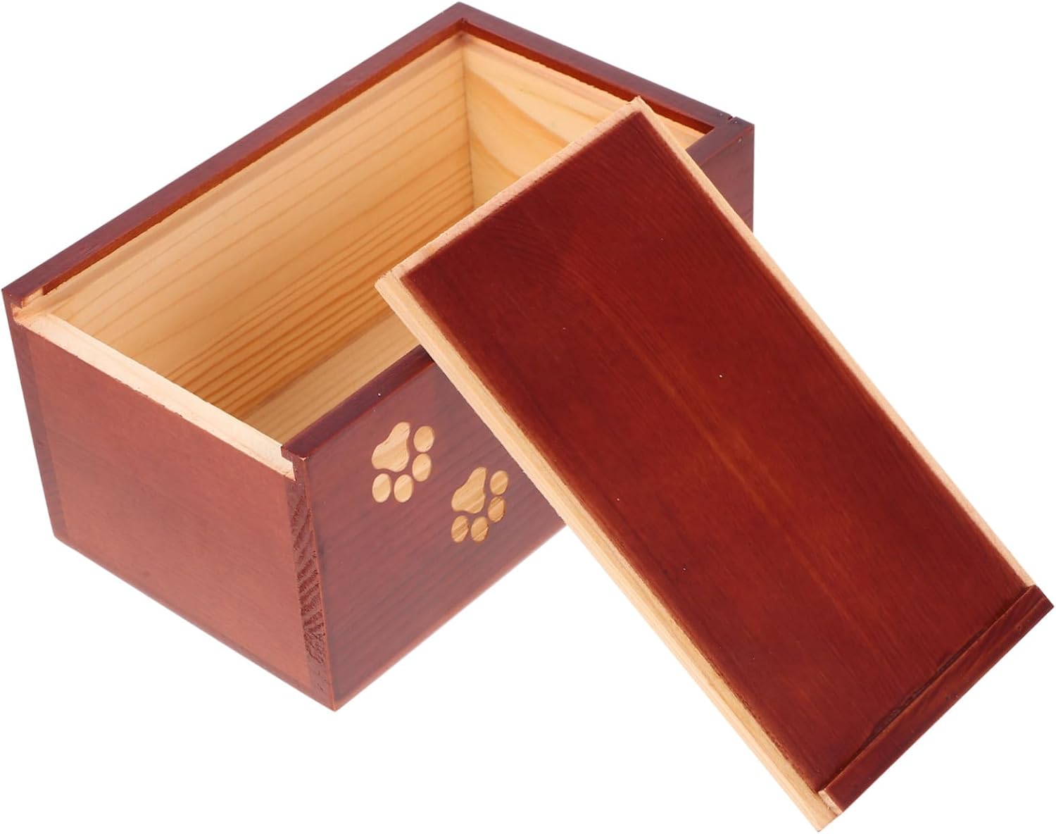 SEWACC Wooden Pet Ashes Keepsake Urn Box Cremation Casket for Dog Cat Small Animals Memorial with Photo Holder Elegant Design Sympathy