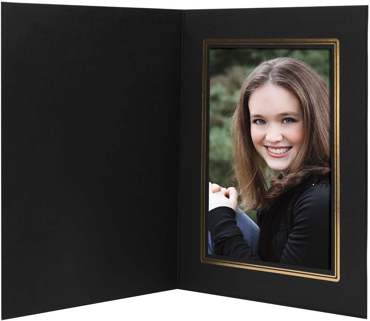 5x7 Black/Gold Cardboard Photo Folder - 100 Pack