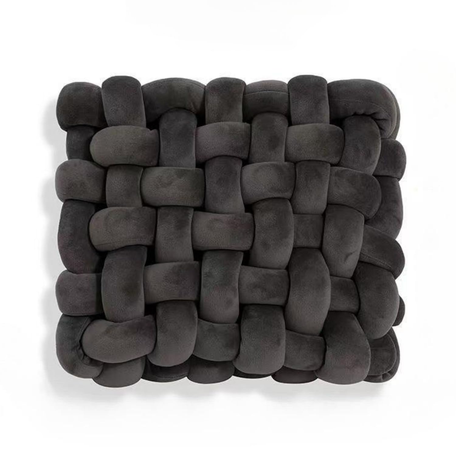 Weiches Knotenkissen, dekoratives Wurfkissen für Couch, Kinderknotenkissen, quadratisch, Rückenkissen, Bodenmatte für Wohnzimmer, Schlafzimmer, Büro (Dunkelgrau, 30,5 x 33 cm)
