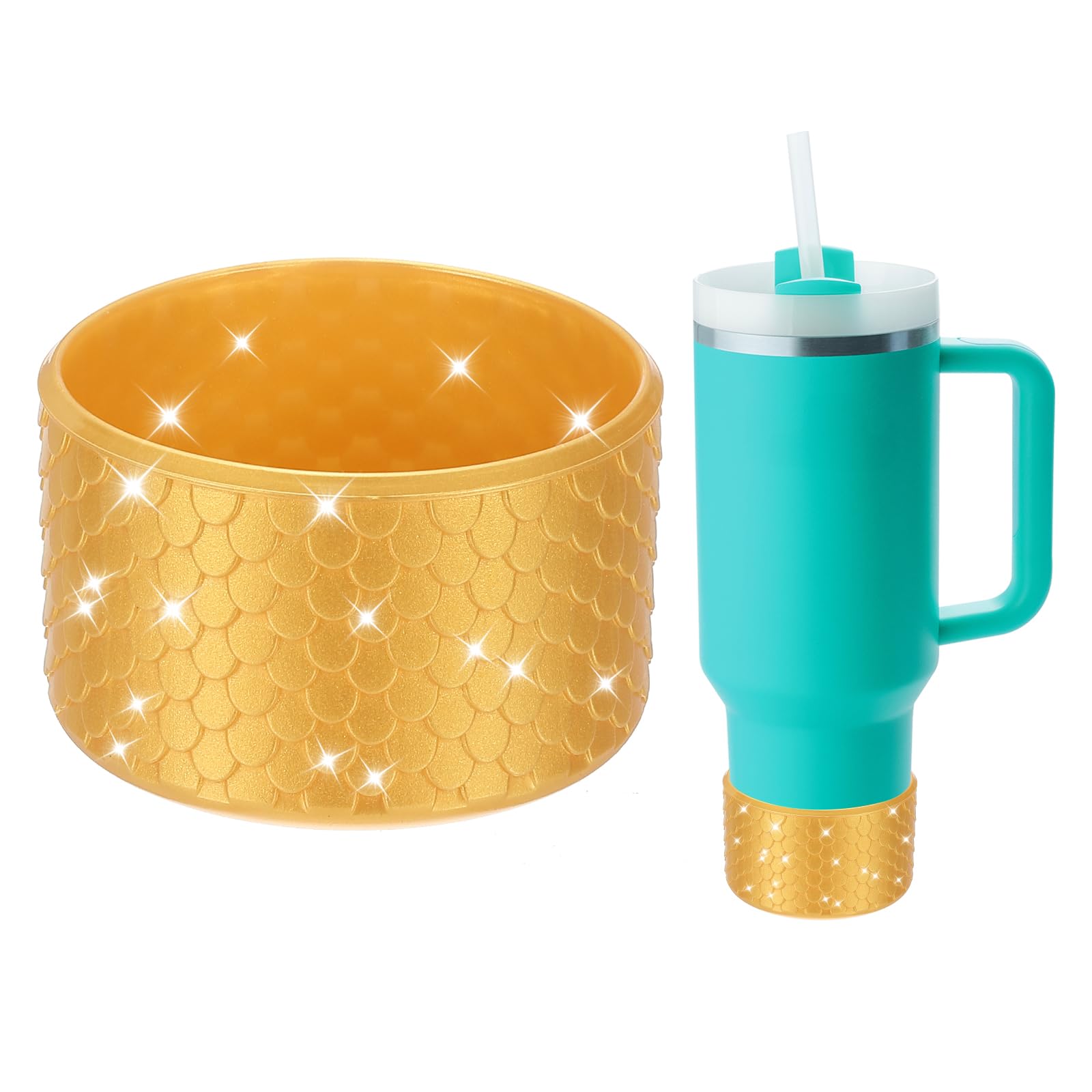 PATIKIL Silicone Water Bottle Boot, Gold Tone, 7.8cm/3.08 inch, 12-40oz, Protector Cover for Water Bottle Mug Tumbler Accessories