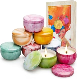NVGCX 8-Pack Paris-Inspired Floral & Fruity Scented Soy Wax Candles Gift Set for Women - Artistic Holiday Aromatherapy