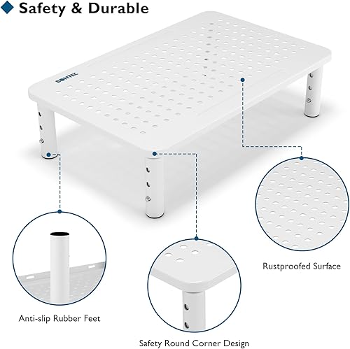 Miniatura 5 de BONTEC Paquete de 2 soportes elevadores de monitor de 3 alturas ajustables con soporte para bolígrafo, soporte ergonómico de metal para computadora