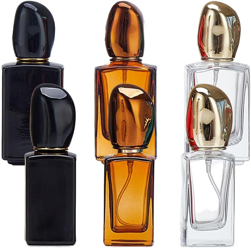 GOLDY&WENDY 6pcs Perfume Travel Refillable, Mini Glass Liquid Refill Empty Bottle, Portable Atomizer Spraye Glass Spray Bottles Toiletries Sample Dispenser