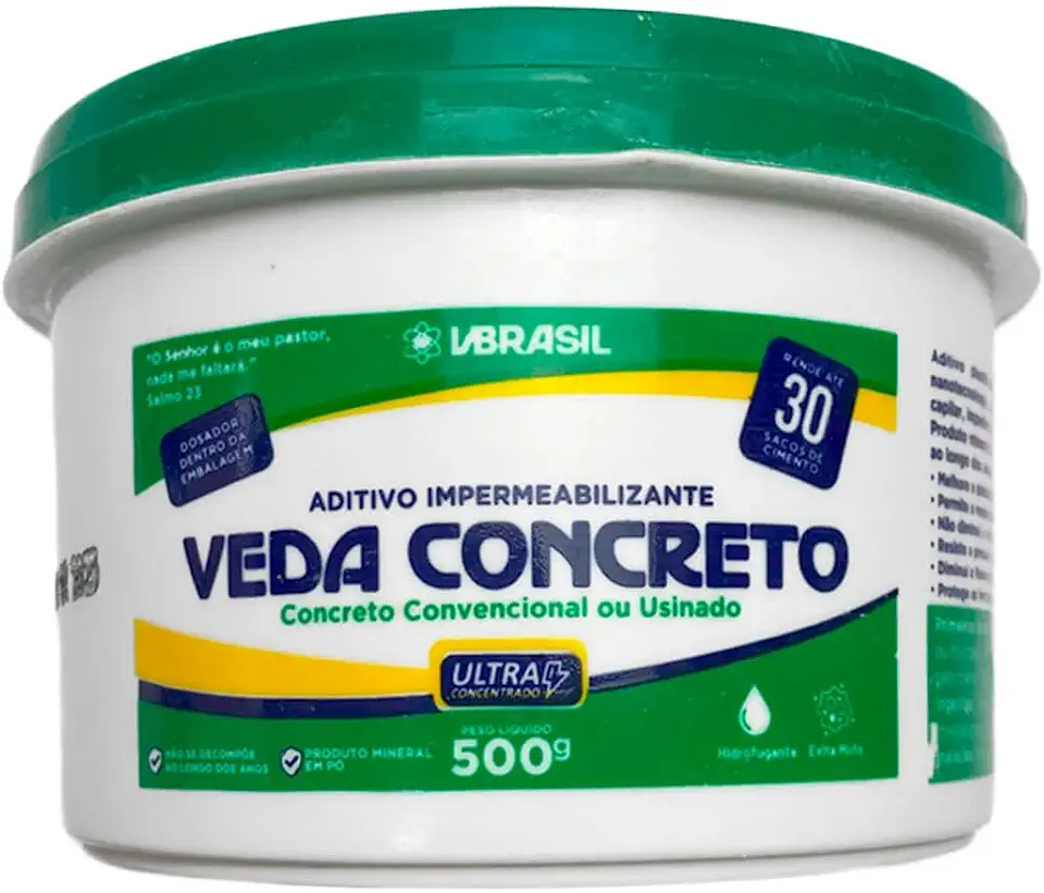 Veda Concreto 500g Aditivo Impermeabilizante Aditivo Plastificante Veda Concreto 500g para Estruturas Impermeáveis