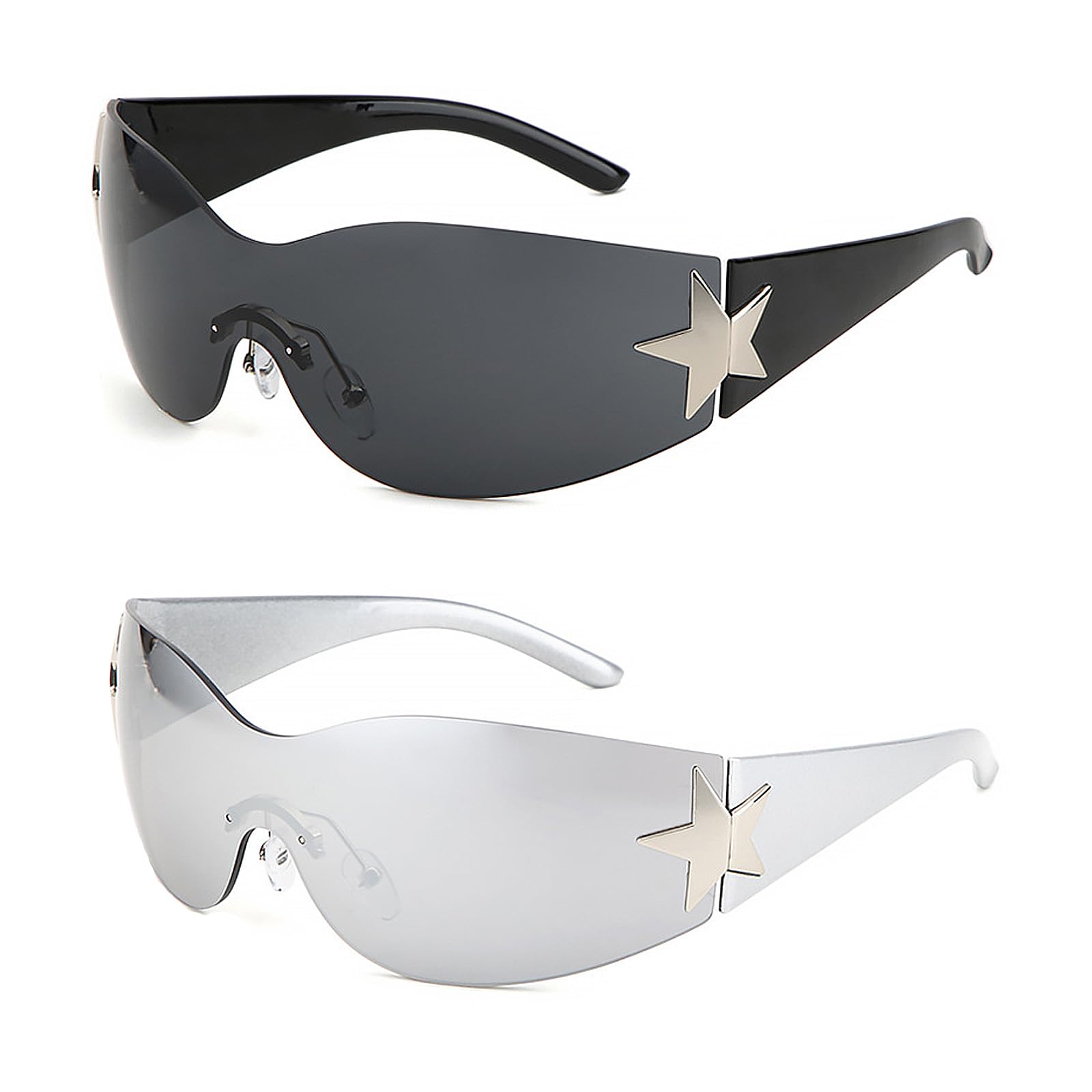 2 Pezzi/set Occhiali Da Sole Y2K Per Giovani Senza Montatura Per - Foto 11