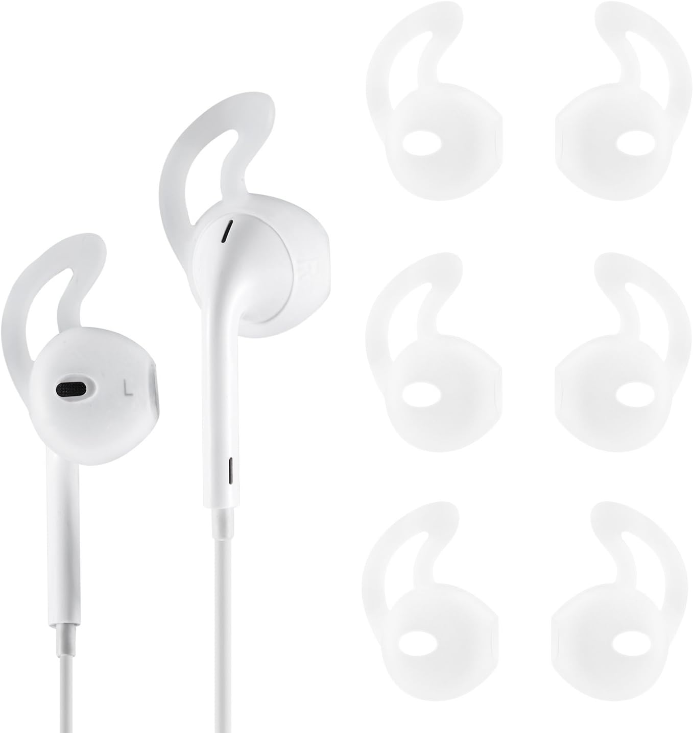 TEEMADE 6 Pieces EarPods EarHooks Silicone Cover Tips Replacement Ear Gels Buds Anti-Slip Silicone Soft Sports Earbud Tips for iPhone Headphones Earphones (Clear)