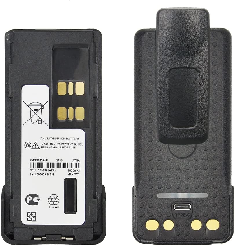 PMNN4409AR Battery with Type-C USB Charging High Capacity 2800mAh Battery for XPR3300 XPR3550 XPR7350 XPR7550 XPR7580 GP338D DP4400 DP4600 XiR P8608 APX1000