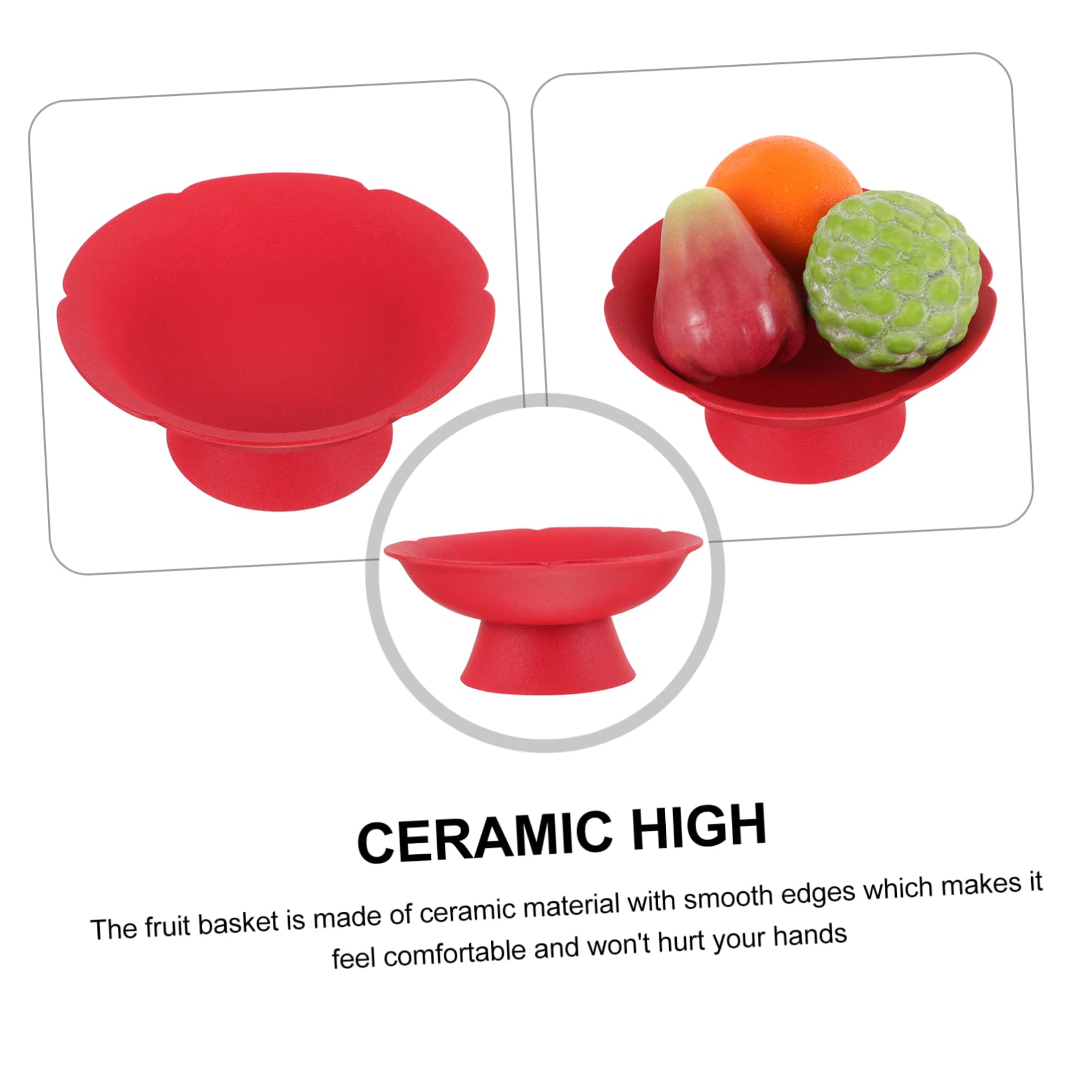 OKUMEYR Ceramic Footed Fruit Serving Bowl High Base Dessert Tray for Snacks Appetizers Elegant Bar Display Stand for Dining Table to Clean Ventilated Design